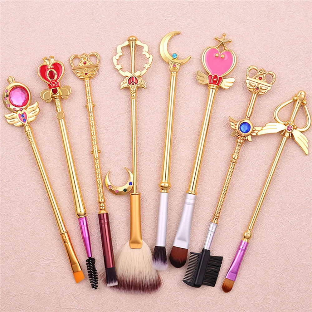 Japan Anime Sailor Moon Makeup Brushes Set Cartoon Figure Tsukino Usagi Wand Women Foundation Blush Eyeshadow Makeup Brushes - My Store