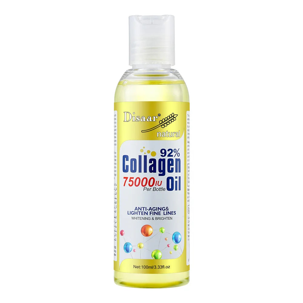 100ml 92% Collagen 75000IU Youthful Glow Oil Lighten Fine Lines Brighten Body Serum Dry Skin Hydrating Plumps, Lifts Massage Oil