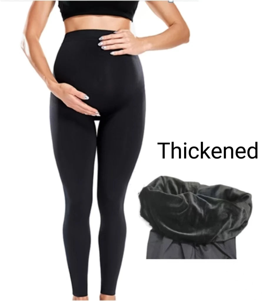 High Waist Pregnancy Leggings Skinny Maternity Clothes for Pregnant Women Belly Support Knitted Leggins Body Shaper Trousers