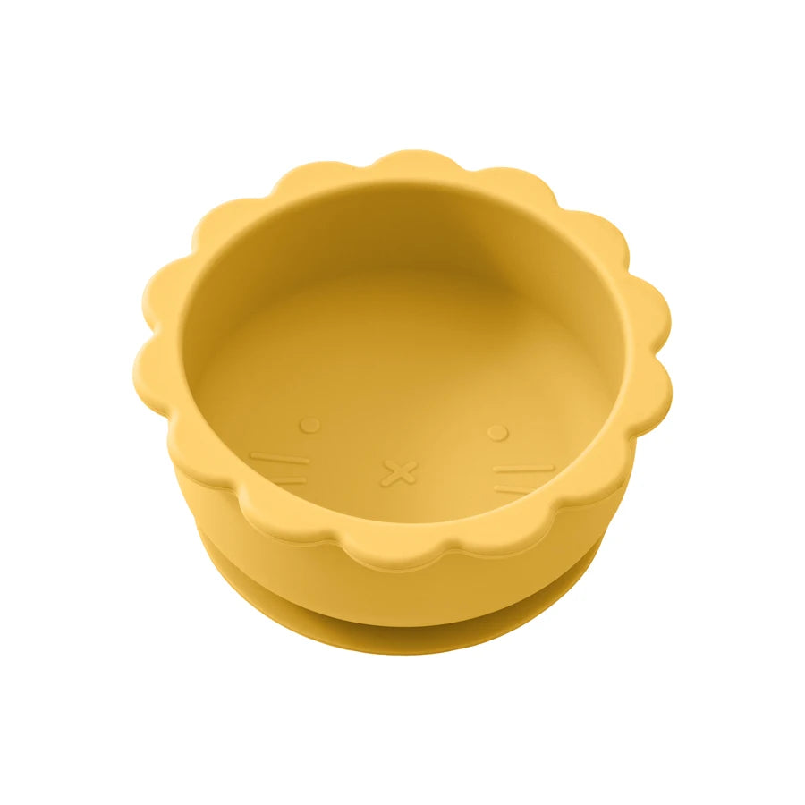 1PC Baby Silicone Bowl Cute Cartoon Lion Shape Baby Tableware Solid Color Baby Food Storage BPA Free Suction Baby Meal Tray