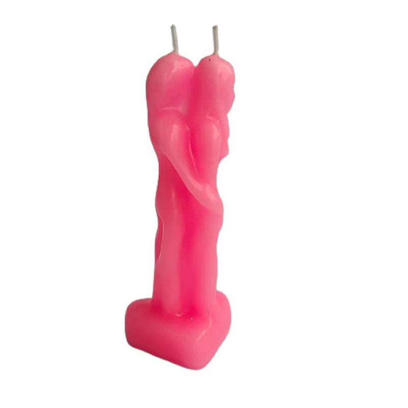 Figure Image Candle Man Holding Woman Shaped Candle, Love Couple Ritual Decorative Candles, Pink, Black, Red