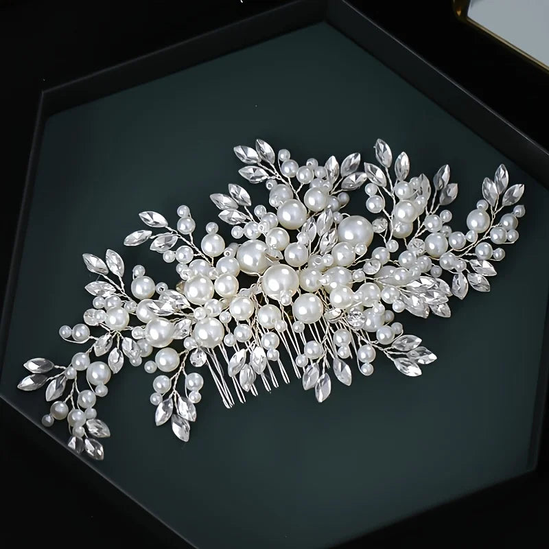 Wedding Hair Combs Bridal Hair Accessories for Women Hair Jewelry Silver Color Pearl Rhinestone Head Jewelry Women Accessories