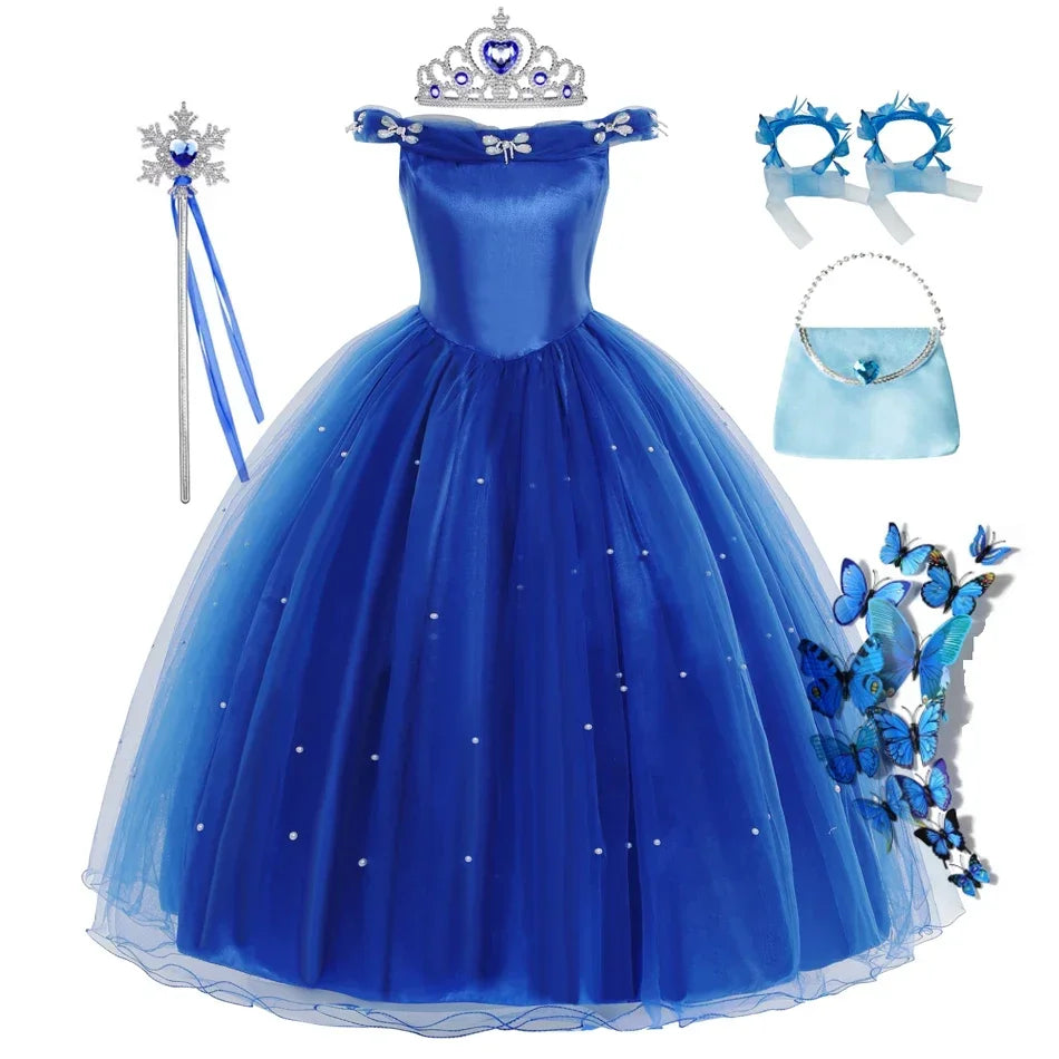 Girls Cinderella Dress Christmas Halloween Party Princess Costumes Kids Birthday Gown Dresses