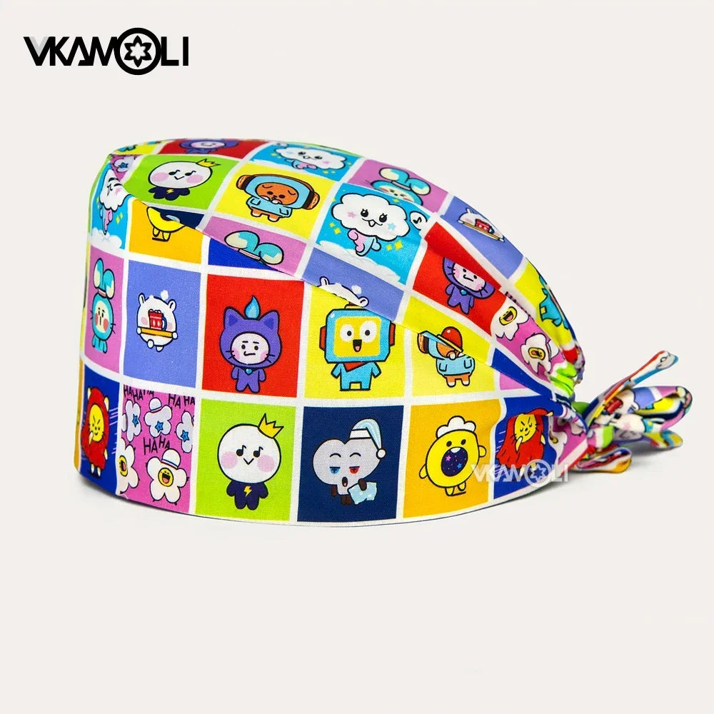 Wholesale Camouflage Print Women and Men Scrubs Caps Laboratory Health Service Station Work Cap Scrubs Hat Nursing Head Cap
