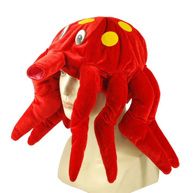 Adult Deluxe Funny Party Hats Plush Squid Hat Crazy Octopus Hats Dress Up Halloween Costume Accessories