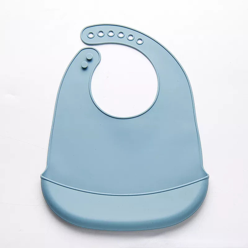 Baby Silicone Bibs Babies Waterproof Bib Solid Color 6-Speed Adjustment Saliva Pocket Children's Burp Cloths Accessories Newborn