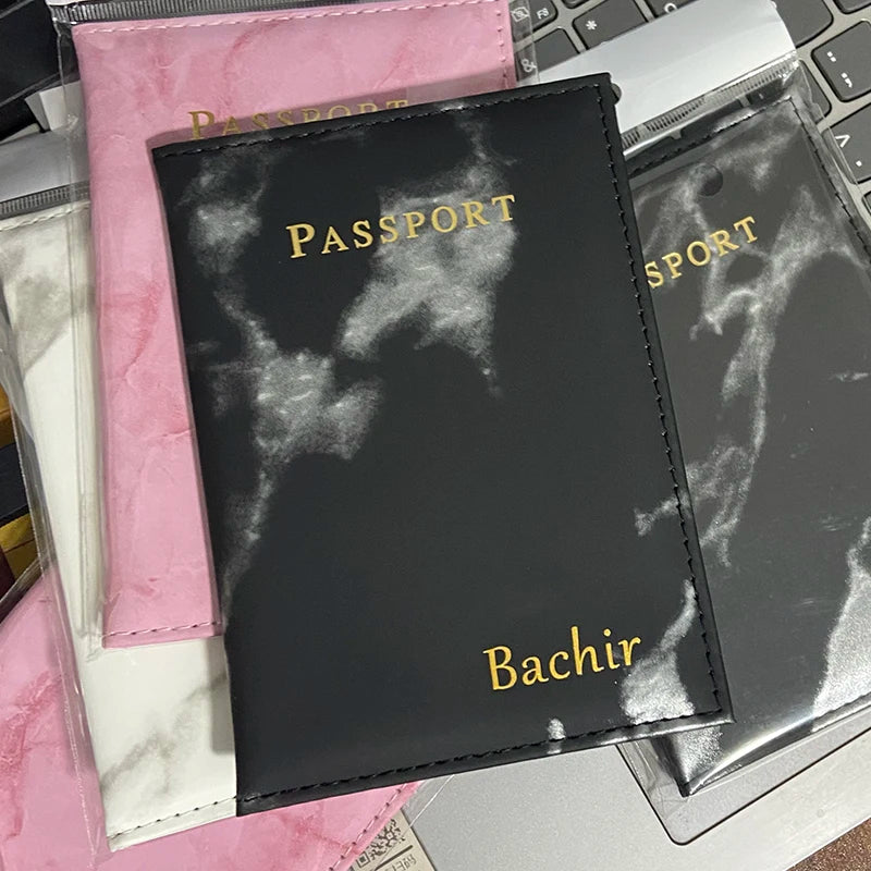 Customize Name Passport Cover Travel Wallet Covers for Passports Gold Letters Passeport Personnalisé