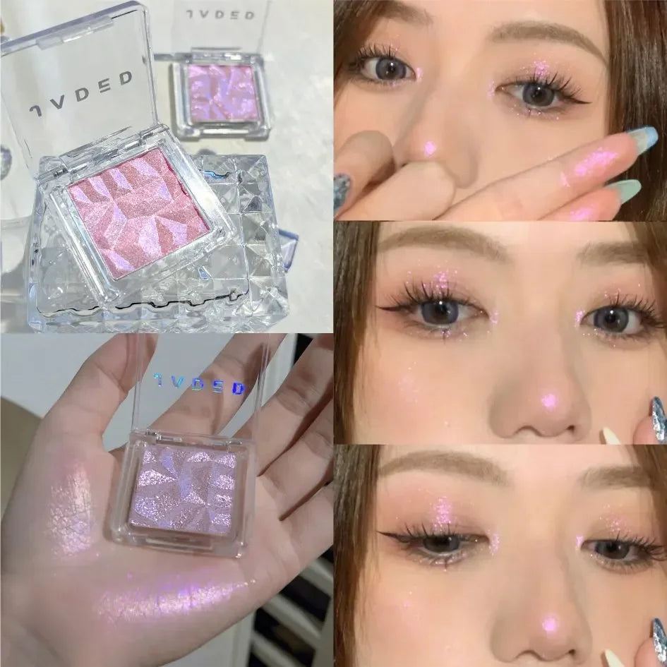 1PC Monochrome Glitter Fairy Highlighter Makeup Palette Diamond Moonlight High Gloss Powder Face Contour Crystal Brighten Makeup - My Store