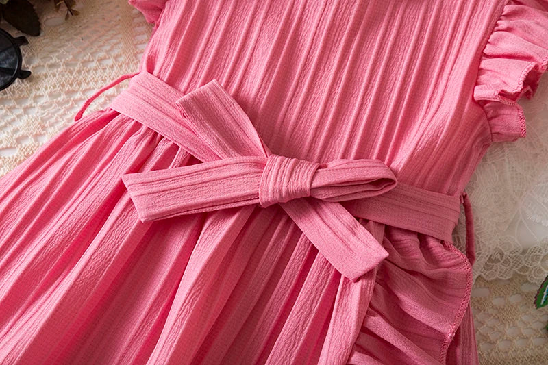 Summer Dress for Kids Girls 3-8 Years Ruffles Sleeves Elegant Princess Dresses Girls Wedding Birthday Party Casual Sweet Dresses - My Store