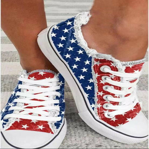 Flat Sneakers Shoes Round Toe Casual Canvas Shoes - My Store