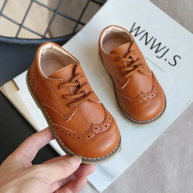 High Quality Children Leather Shoes Boys Sneakers Breathable Baby Toddler Shoes Flat Lace Up Leisure Boys Sneaker C12214