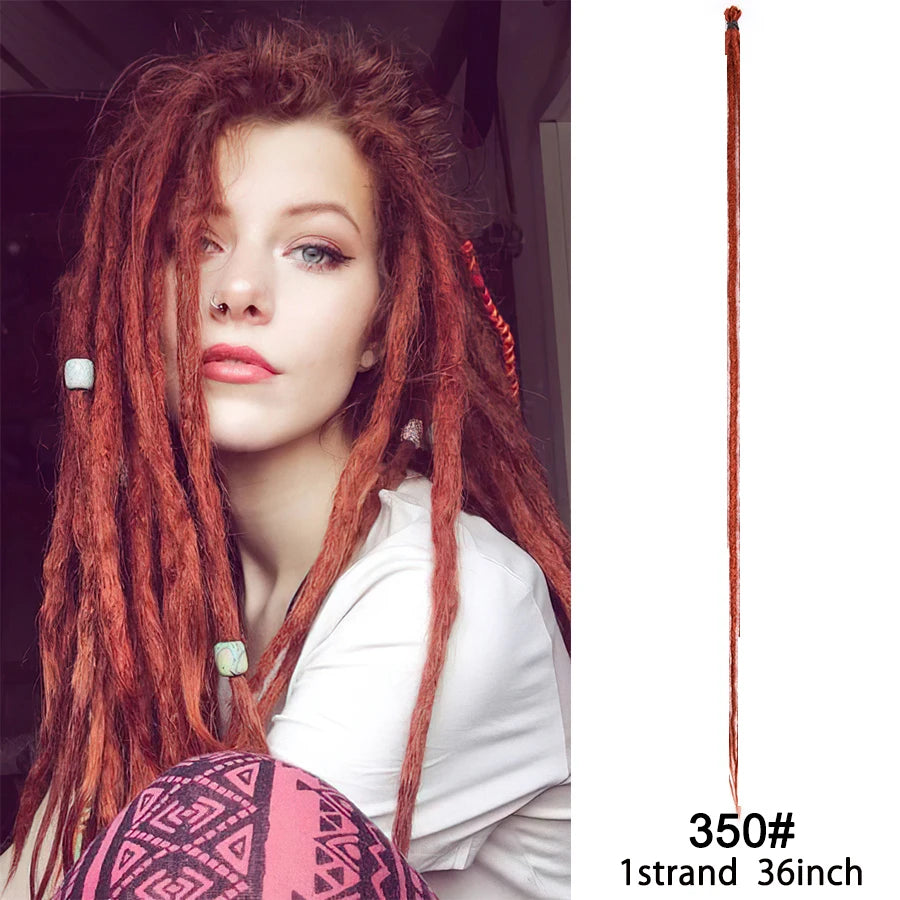 5 Strands Reggae Synthetic 20 36inch Handmade Dreadlocks Hair Extensions Faux Locks Crochet Hair Braid Hairpiece for Women/Men
