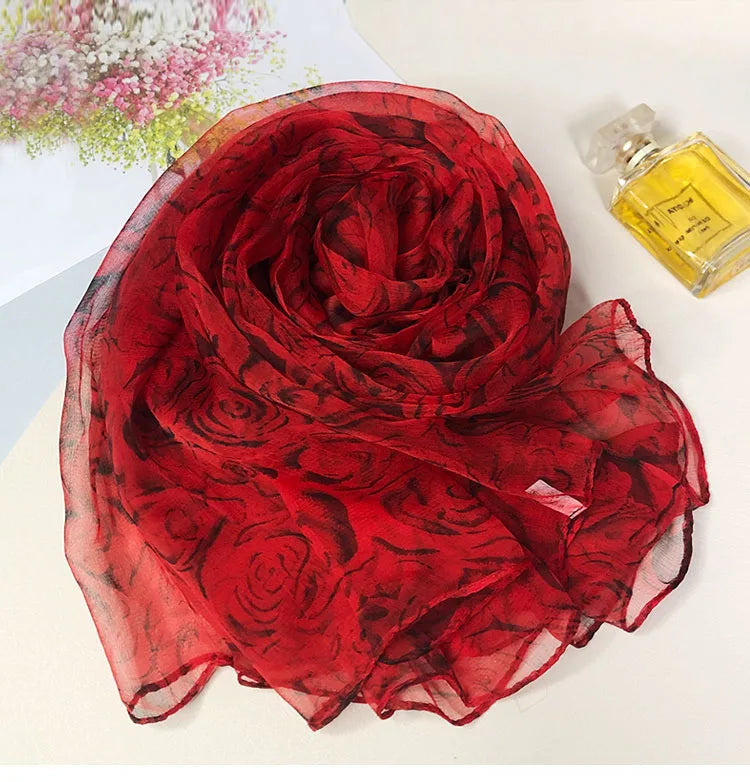 [BYSIFA] Ladies Silk Scarf Shawl New Long Scarves Fashion Brand Scarves Elegant Purple Blue Neck Scarf Beach Shawl Cover-Ups