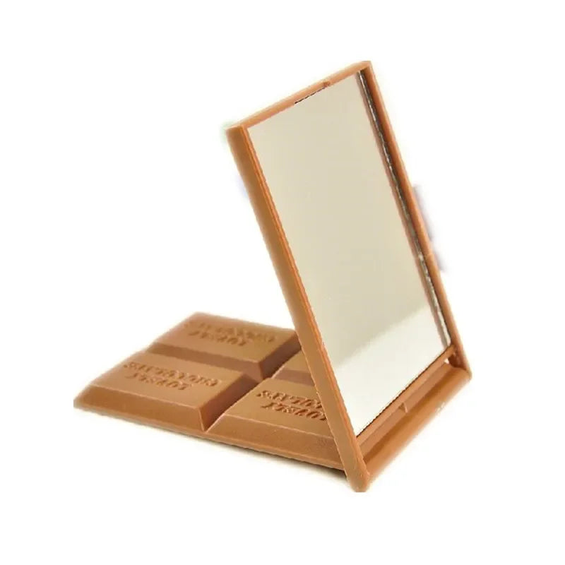 Foldable Compact Mirror Portable Makeup Mirror Chocolate Square Hand Mirror Makeup Vanity Mirror Pocket Cosmetic Mirrors - My Store