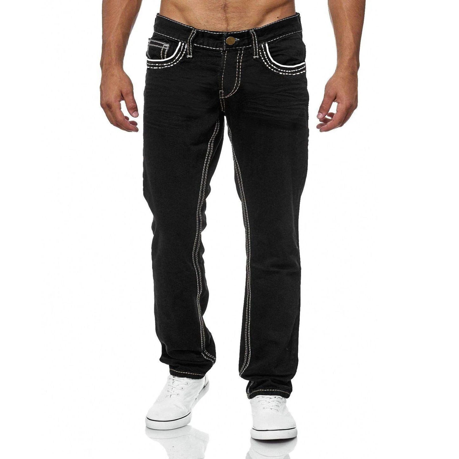 Straight Jeans Men Washed No Hole Jean Spring Summer Boyfriend Jeans Streetwear Loose Cacual Designer Long Denim Pants Trousers