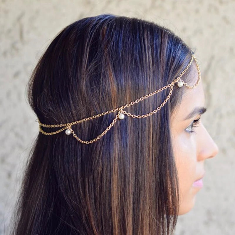 Boho Crystal Bride Headdress Hair Accesories New Fashion Elegant Head Chain Jewelry Women Wedding Accessories Bridal Headpiece