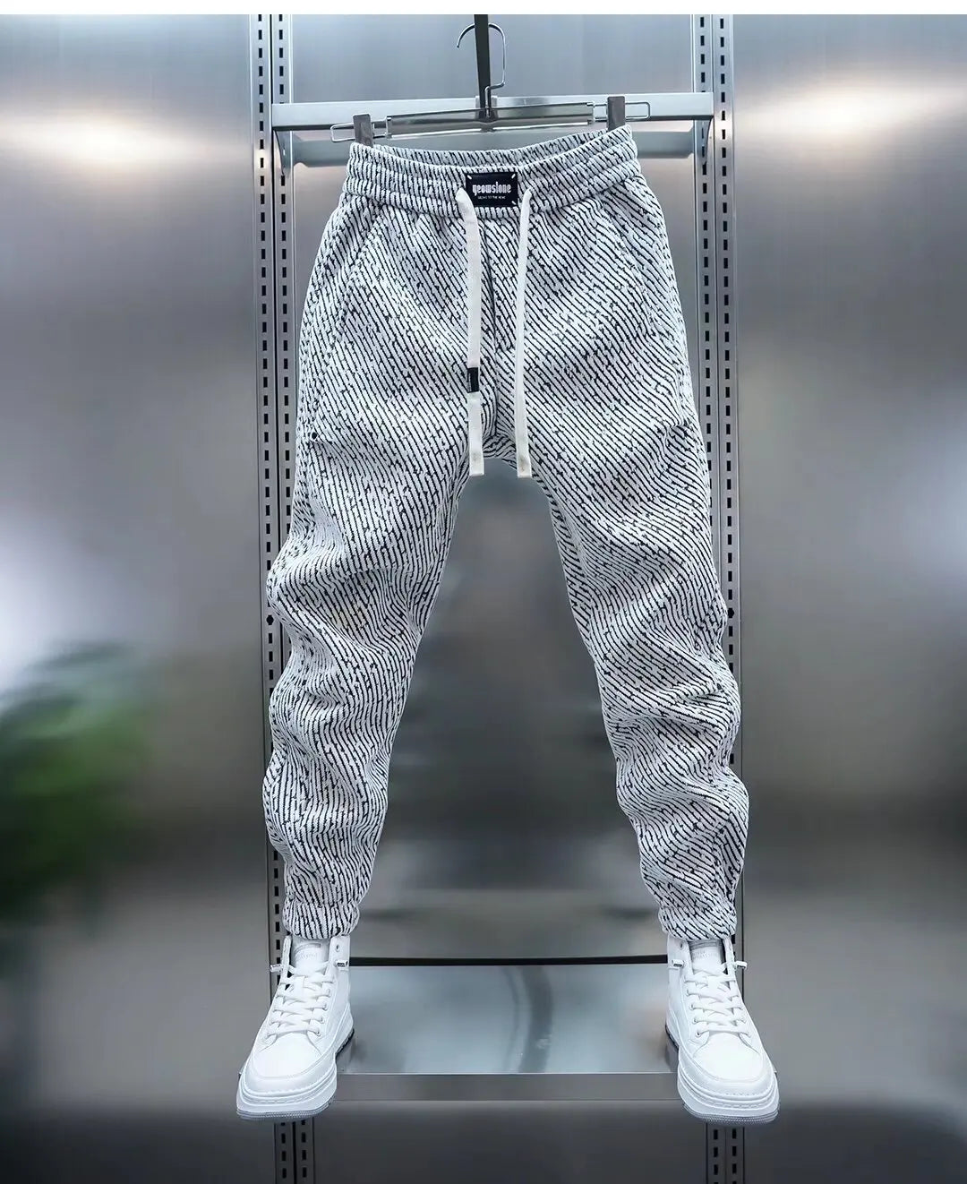 Spring and Autumn Men Harem Pants Zebra Striped Trousers Sport Clothing Cargo Sweatpants Brushed Loose Waist Versatile Pants