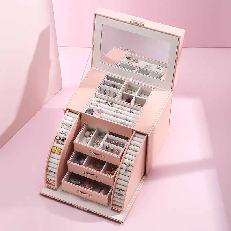 Wholesale Luxury Large Jewelry Box PU Leather Necklace Earrings Jewellery Box Handmade Custom Logo Ring Jewelry Case Organizer