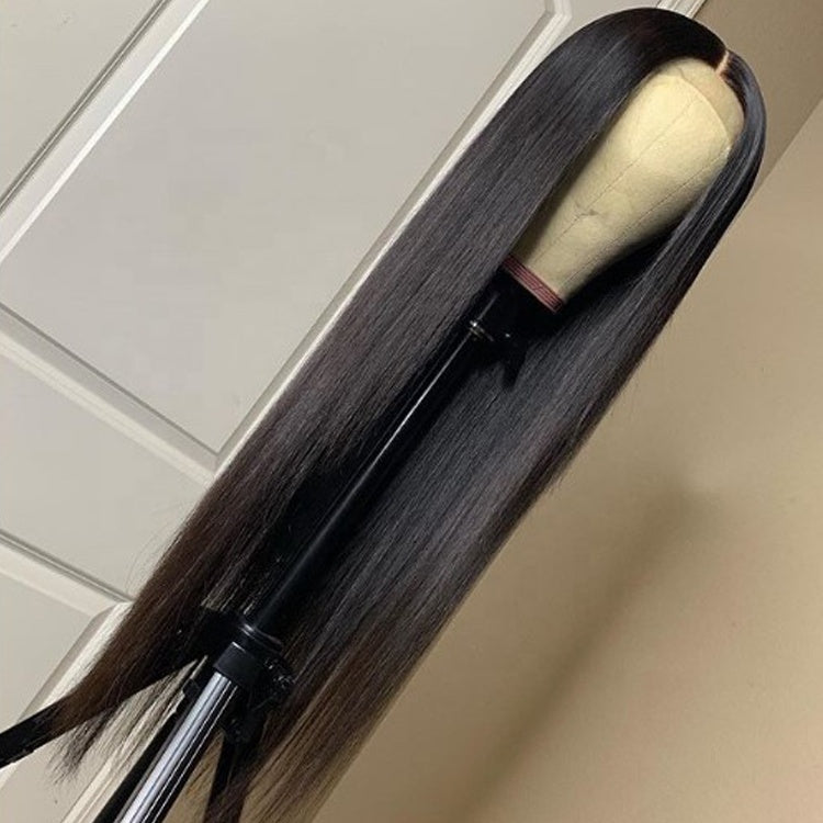 Density 150% Natural Black Silky Straight Virgin Hair Lace Closure Wig 4*4 Cuticle Aligned Human Hair Closure Wig - My Store