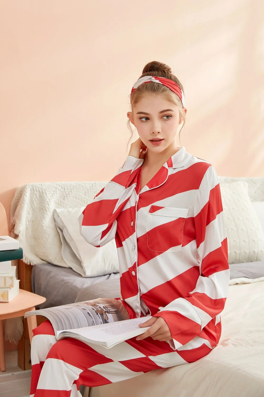 Dropping Shopping Red Matching Family Christmas Pajama  Cute Silk Headband Pajamas Cheap Christmas Pajamas Family Matching