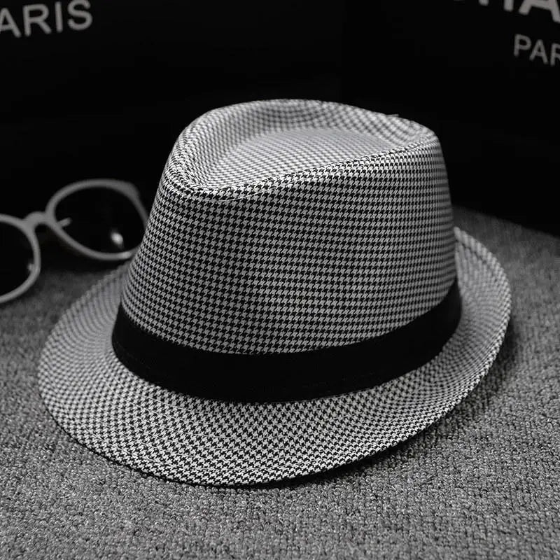 England Retro Men's Fedoras Top Jazz Plaid Hat Spring Summer Autumn Bowler Hats Cap Classic Version Chapeau Hats