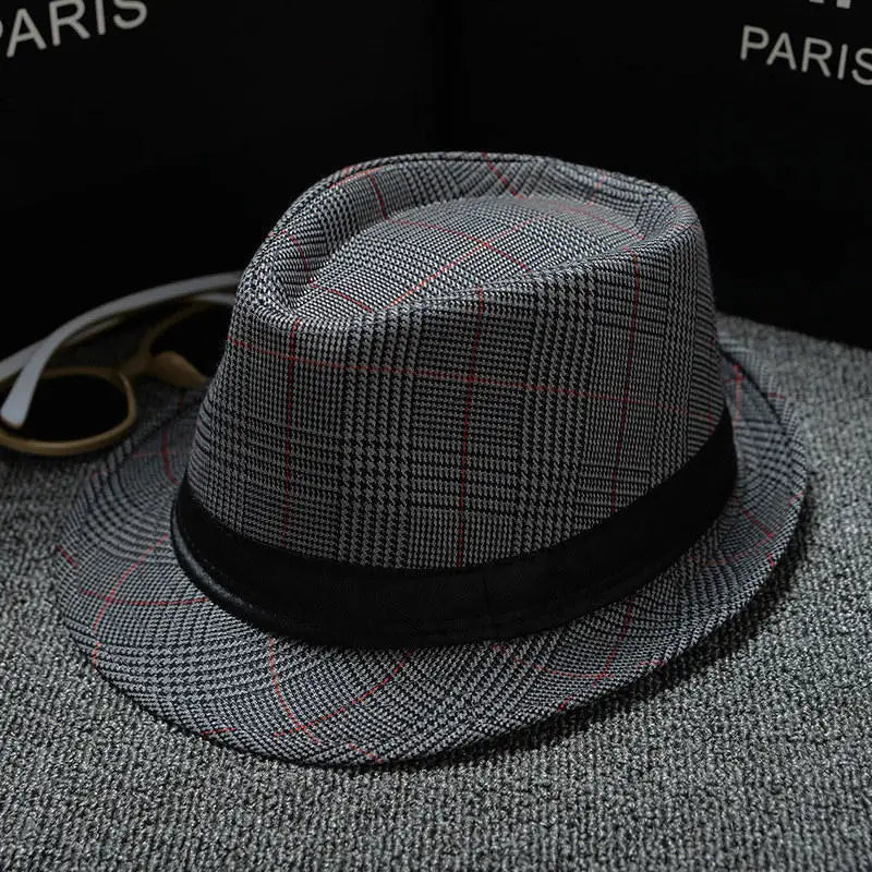 England Retro Men's Fedoras Top Jazz Plaid Hat Spring Summer Autumn Bowler Hats Cap Classic Version Chapeau Hats