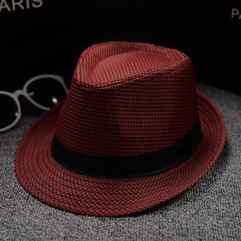 England Retro Men's Fedoras Top Jazz Plaid Hat Spring Summer Autumn Bowler Hats Cap Classic Version Chapeau Hats