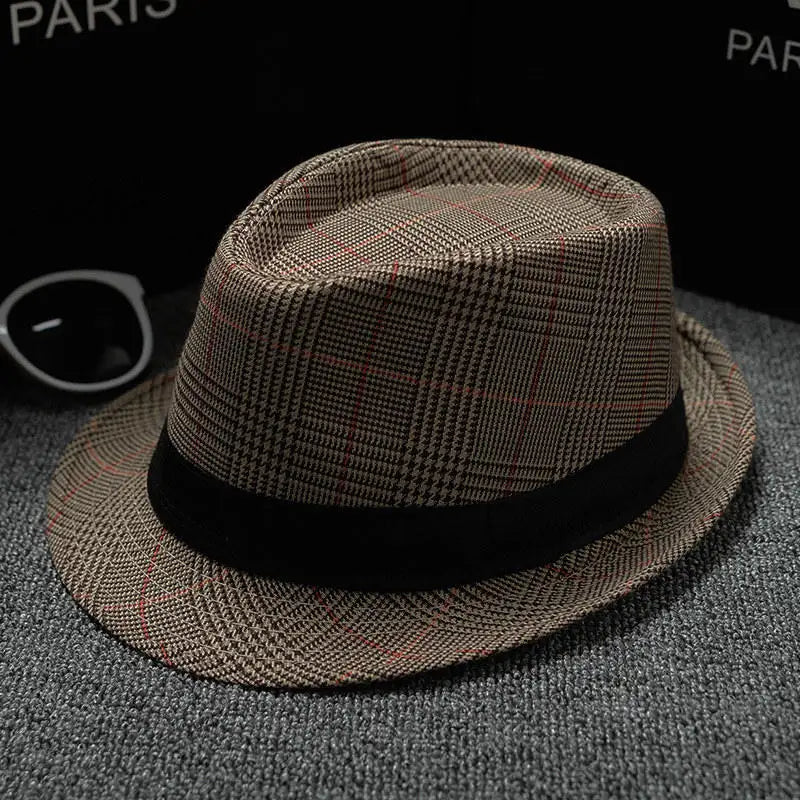 England Retro Men's Fedoras Top Jazz Plaid Hat Spring Summer Autumn Bowler Hats Cap Classic Version Chapeau Hats