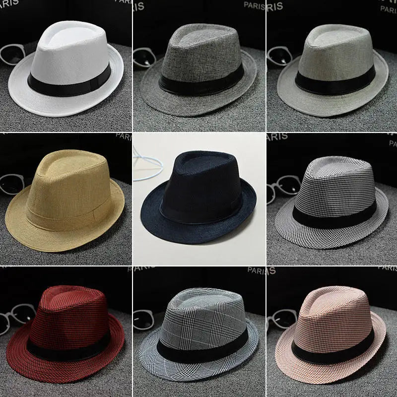 England Retro Men's Fedoras Top Jazz Plaid Hat Spring Summer Autumn Bowler Hats Cap Classic Version Chapeau Hats