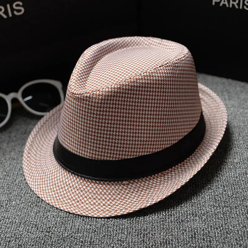 England Retro Men's Fedoras Top Jazz Plaid Hat Spring Summer Autumn Bowler Hats Cap Classic Version Chapeau Hats