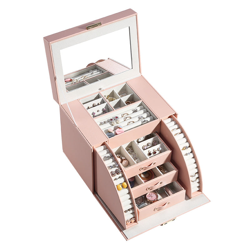 Wholesale Luxury Large Jewelry Box PU Leather Necklace Earrings Jewellery Box Handmade Custom Logo Ring Jewelry Case Organizer