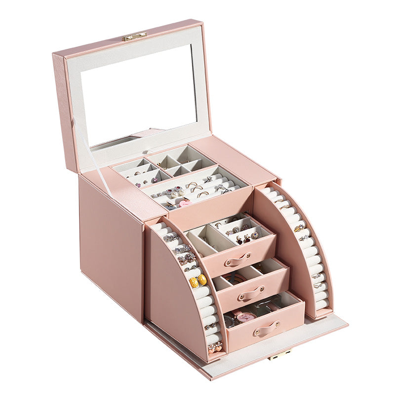 Wholesale Luxury Large Jewelry Box PU Leather Necklace Earrings Jewellery Box Handmade Custom Logo Ring Jewelry Case Organizer