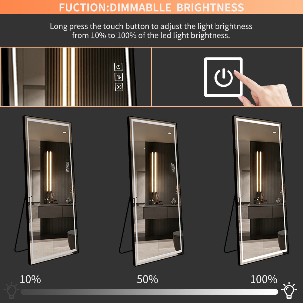 LED Mirror Full Length Mirror With Lights Wide Standing Tall Full Size Mirror for Bedroom Giant Full Body Mirror Large F