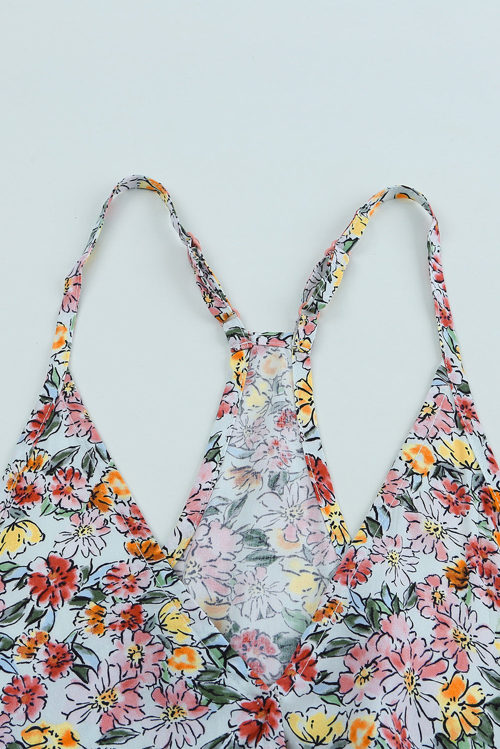 Multicolor Wrapped V Neck Floral Tank Crop Top - My Store