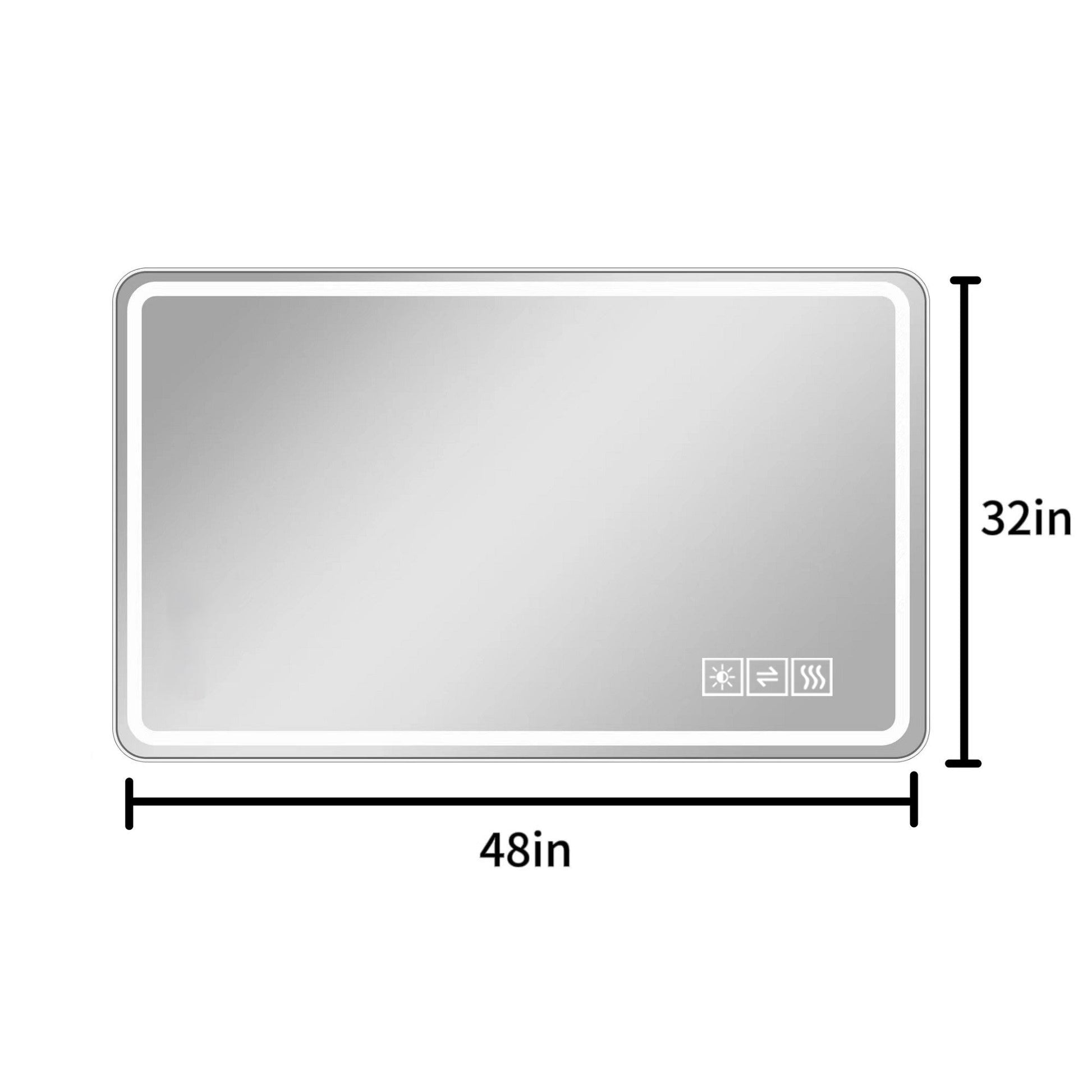 48*32 Inch Bathroom Mirror With Led Lights , Anti-Fog Lighted Vanity Mirrors for Wall Mounted, 3 Colors and 5 Level Dimm