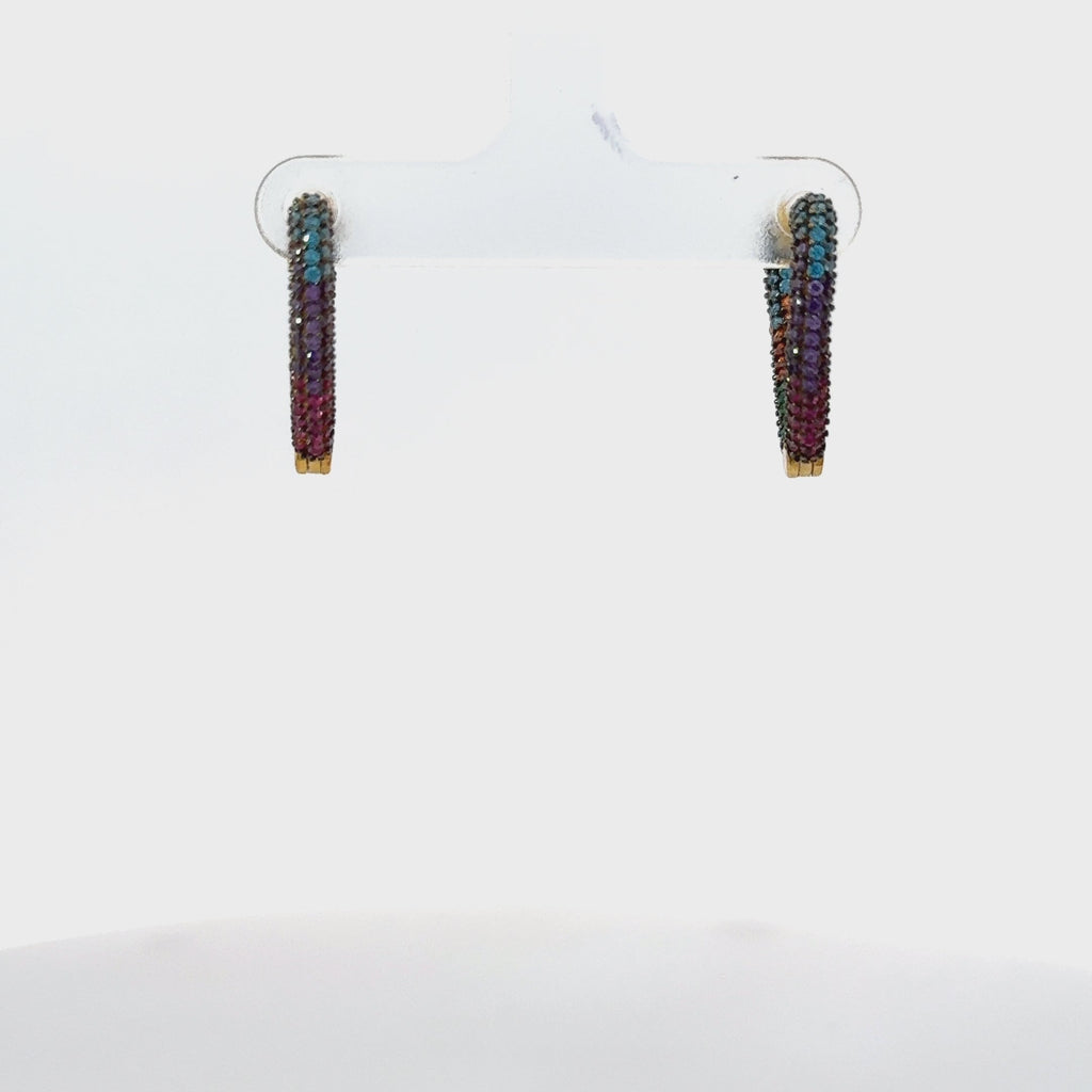 Rainbow Heart Huggie Earrings Gold - My Store