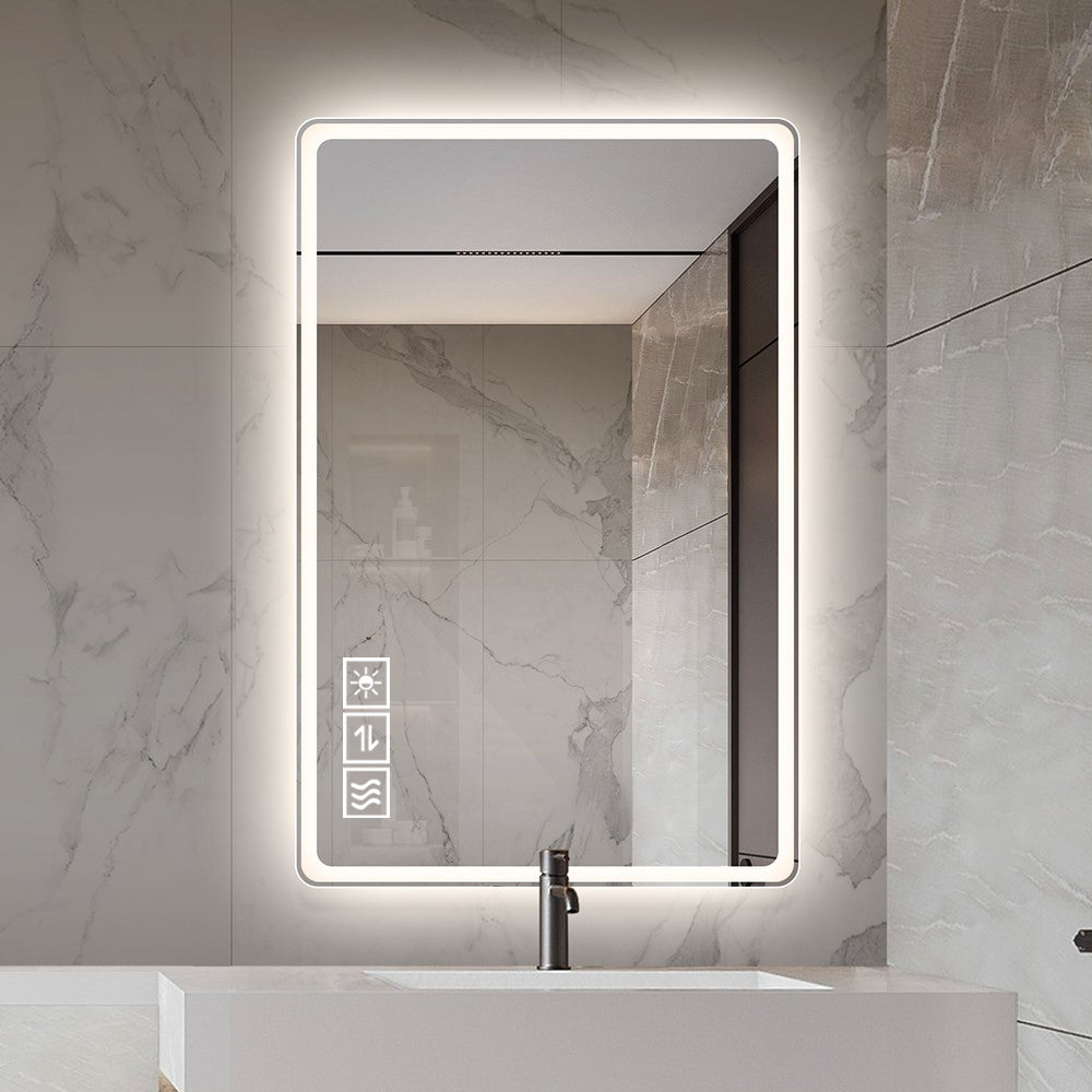 48*32 Inch Bathroom Mirror With Led Lights , Anti-Fog Lighted Vanity Mirrors for Wall Mounted, 3 Colors and 5 Level Dimm