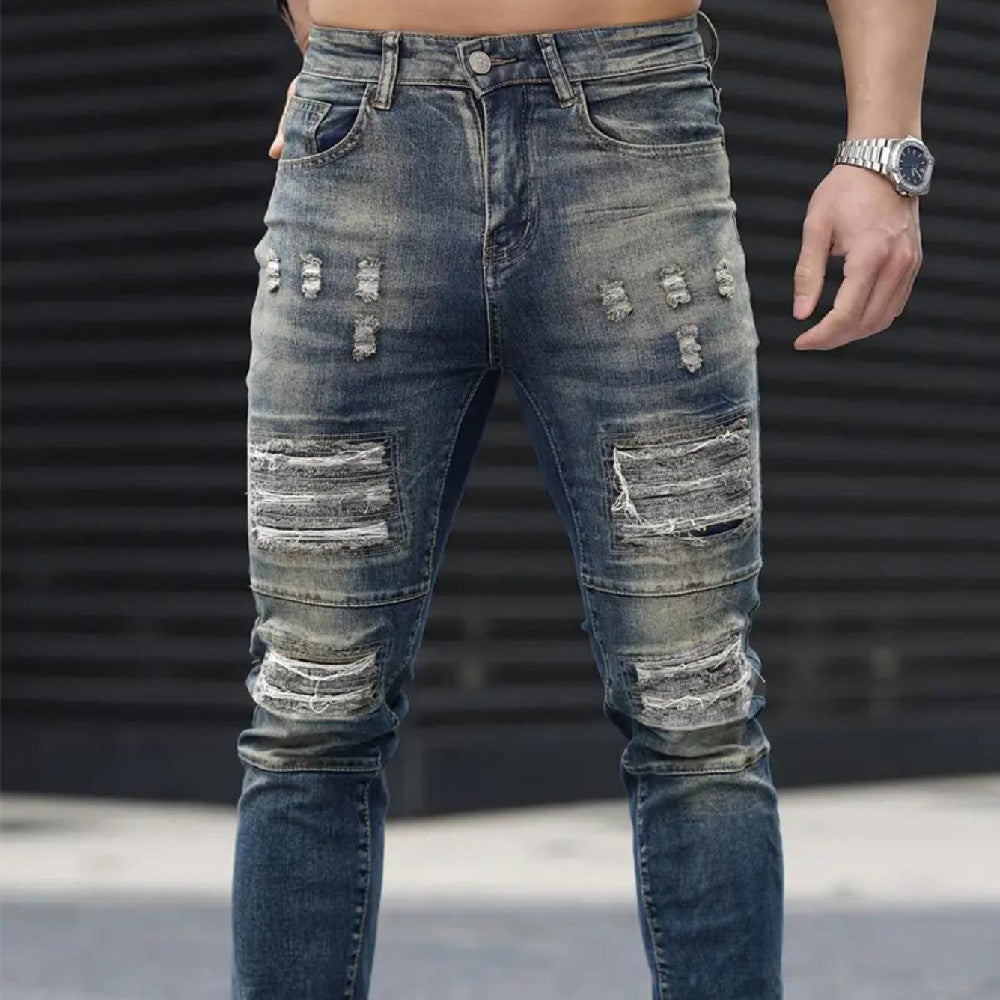 Men’s Ripped Stretch Jeans – Navy High Street | Urban Cool 25 Edition - My Store