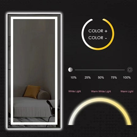 LED Mirror Full Length Mirror With Lights Wide Standing Tall Full Size Mirror for Bedroom Giant Full Body Mirror Large F