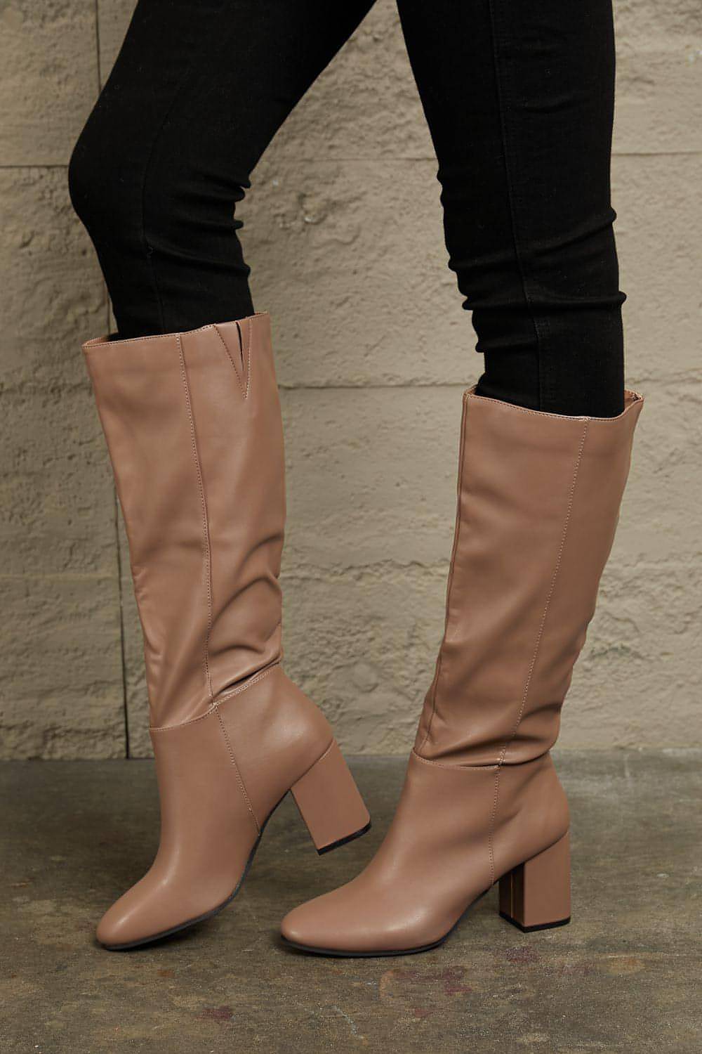 East Lion Corp Block Heel Knee High Boots - My Store