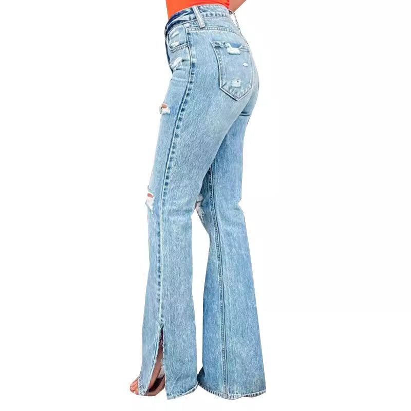 25 Edition – High Waist Ripped Split Stretch Jeans for Women - My Store