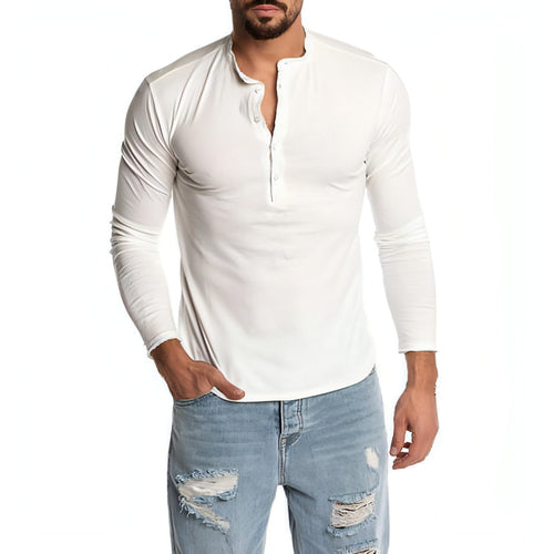 Men's Fashion Solid Color Long Sleeve O-neck T-shirts Mens - My Store