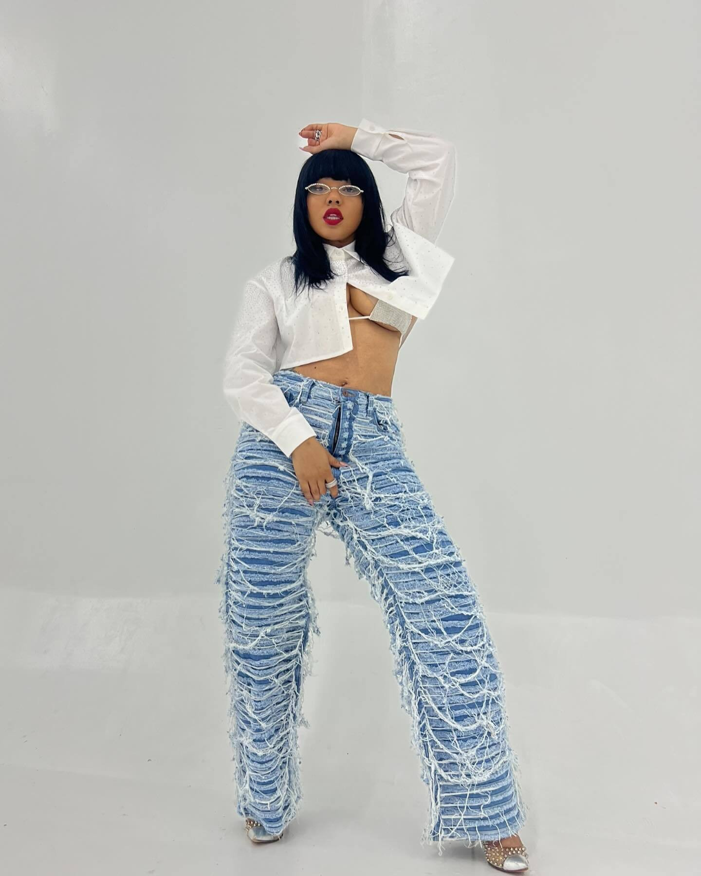 25 Edition – Women’s High Waist Ripped Tassel Denim Pants - My Store