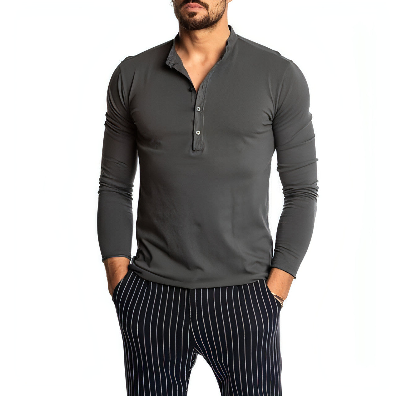 Men's Fashion Solid Color Long Sleeve O-neck T-shirts Mens - My Store