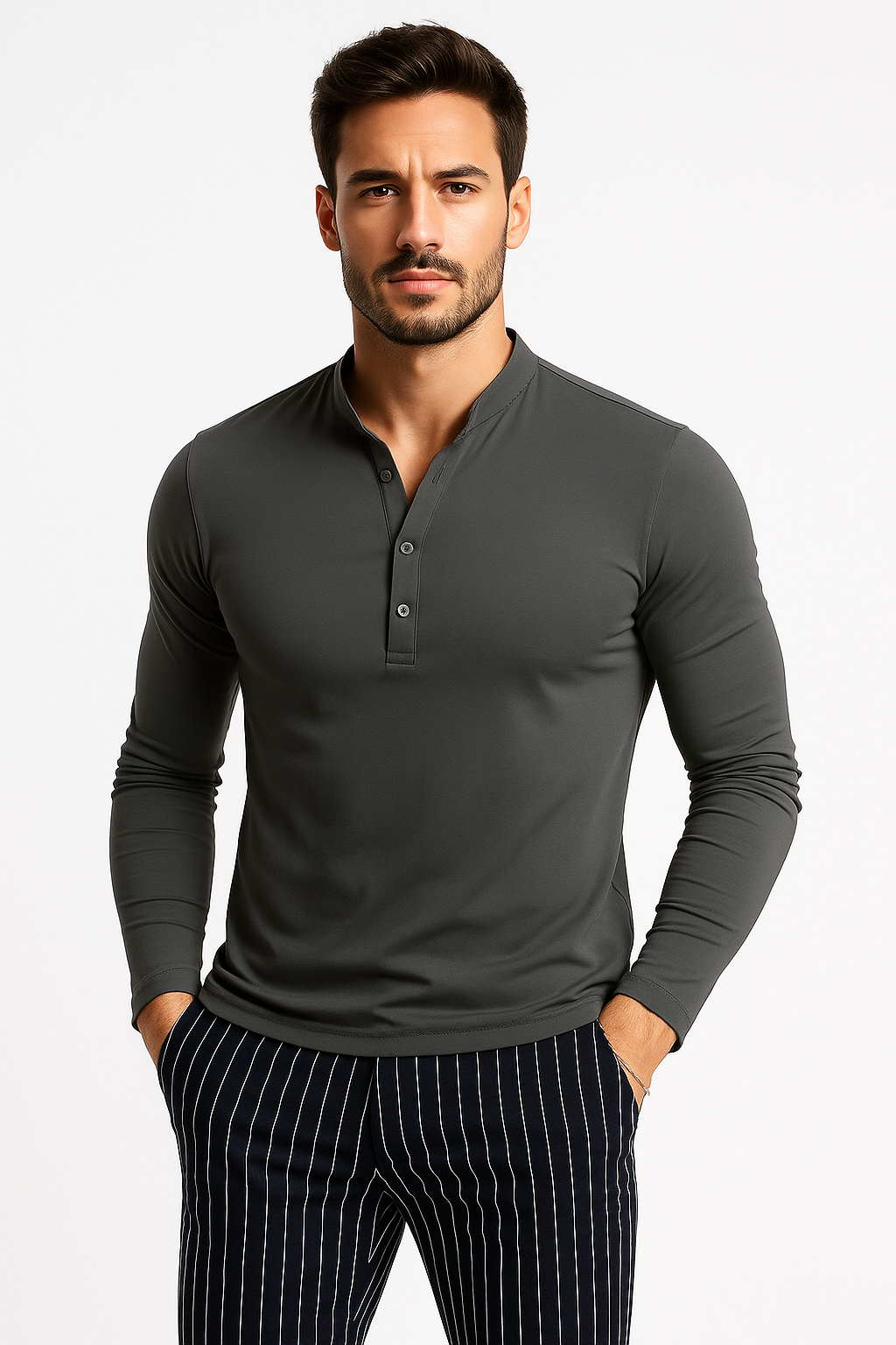 Men's Fashion Solid Color Long Sleeve O-neck T-shirts Mens - My Store
