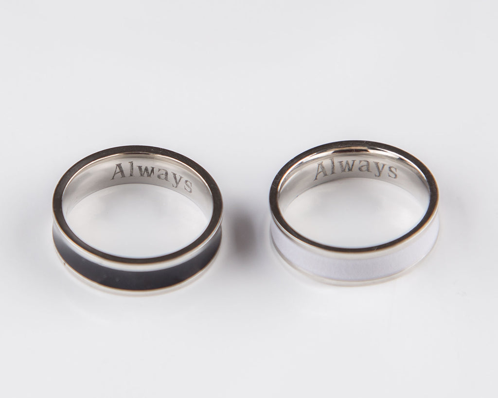 Couple Rings Black and White Personalized Couple Gift, Stainless Steel - My Store