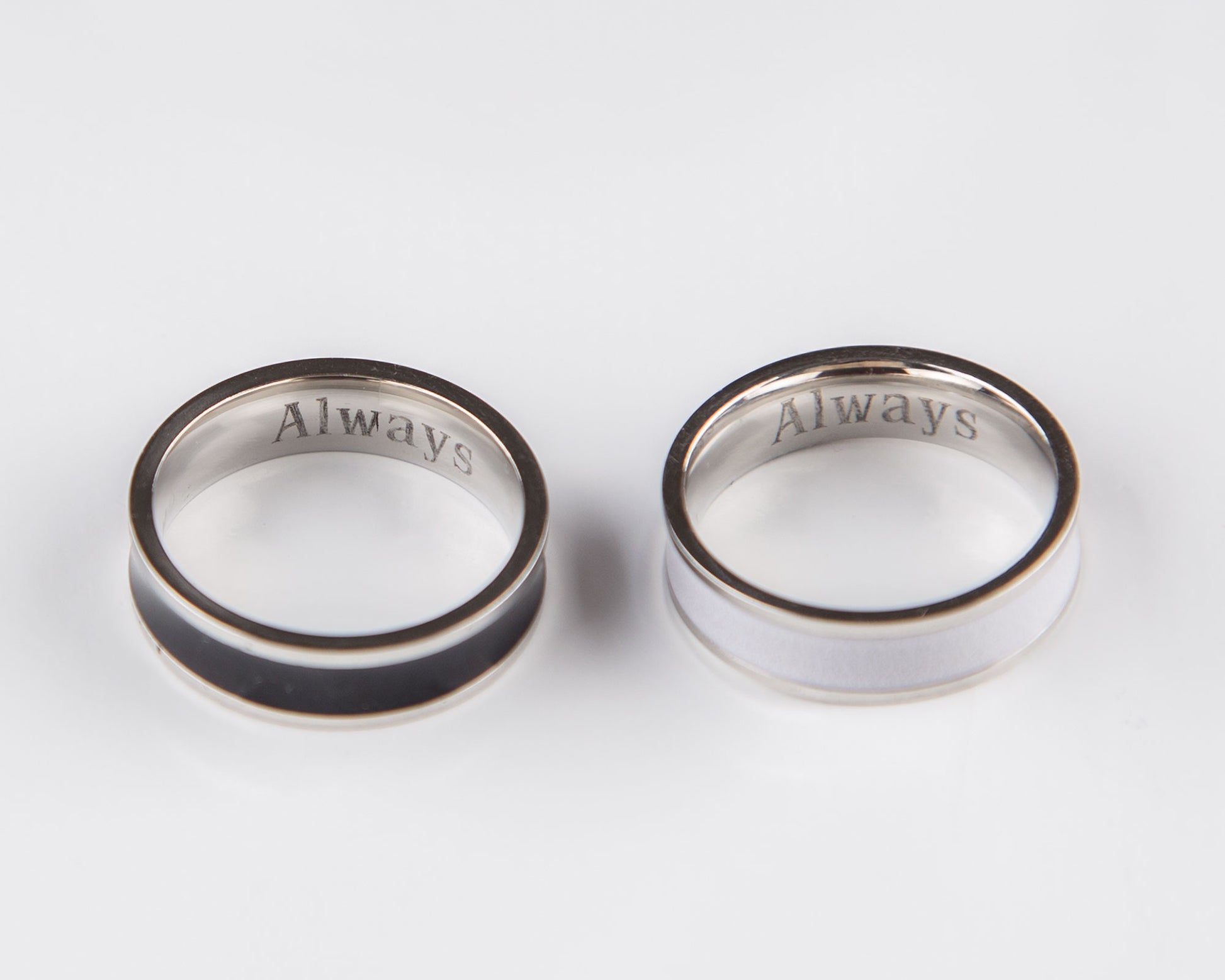 Couple Rings Black and White Personalized Couple Gift, Stainless Steel - My Store