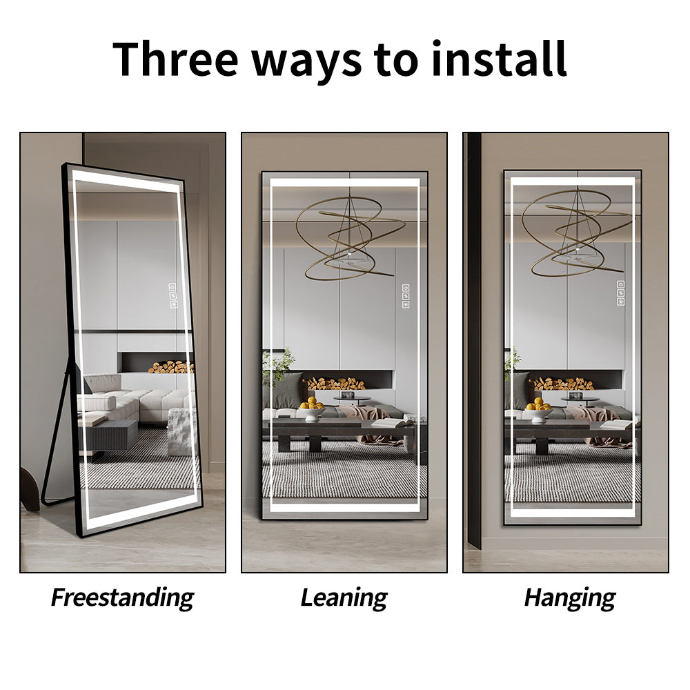 LED Mirror Full Length Mirror With Lights Wide Standing Tall Full Size Mirror for Bedroom Giant Full Body Mirror Large F