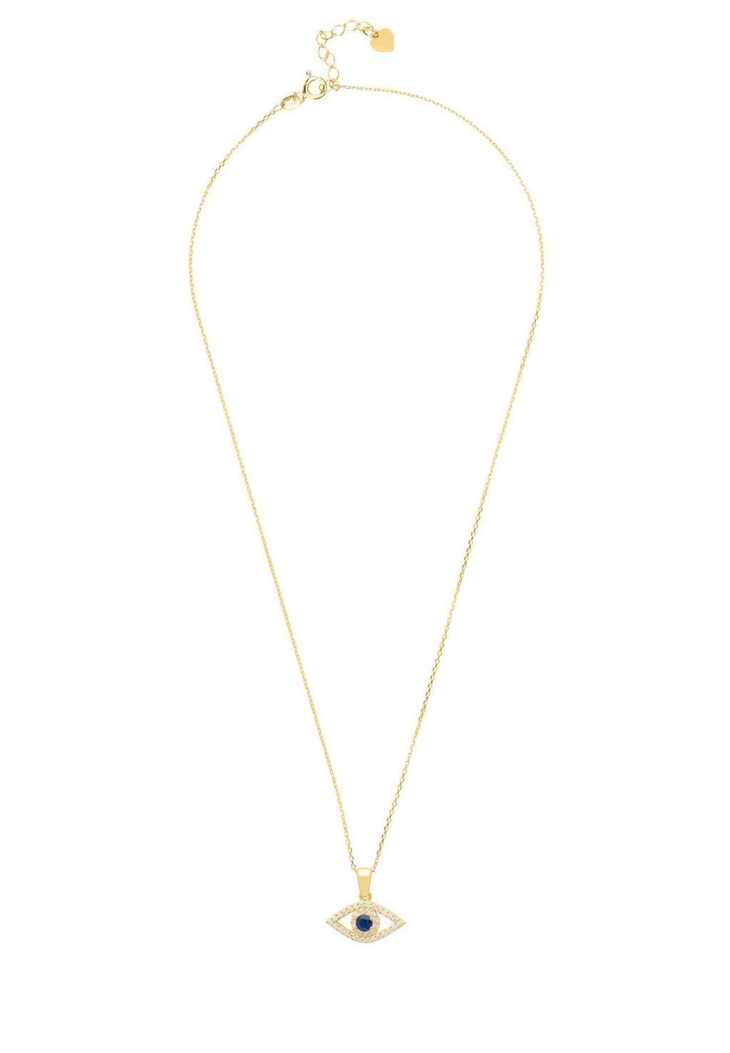 Evil Eye Elliptical Necklace Blue Gold - My Store