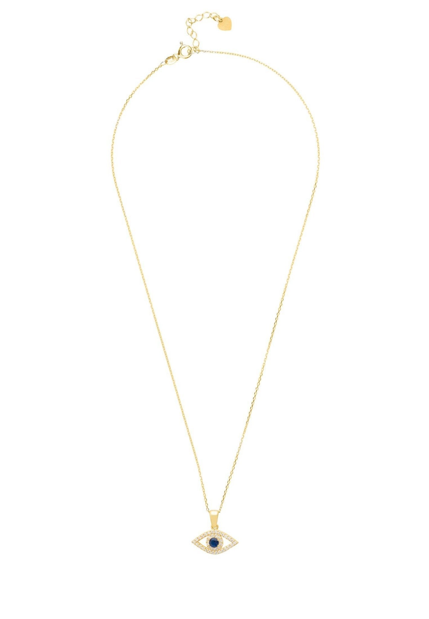 Evil Eye Elliptical Necklace Blue Gold - My Store